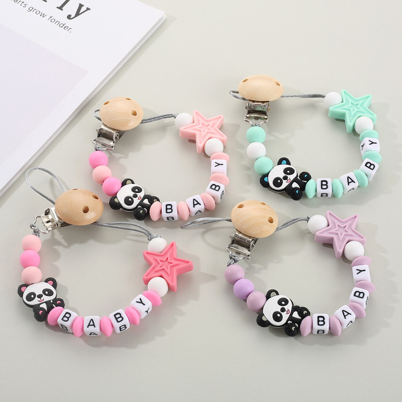 Baby Pacifier Clip - Panda Baby Schnullerclips Personalisierter Name Silikon