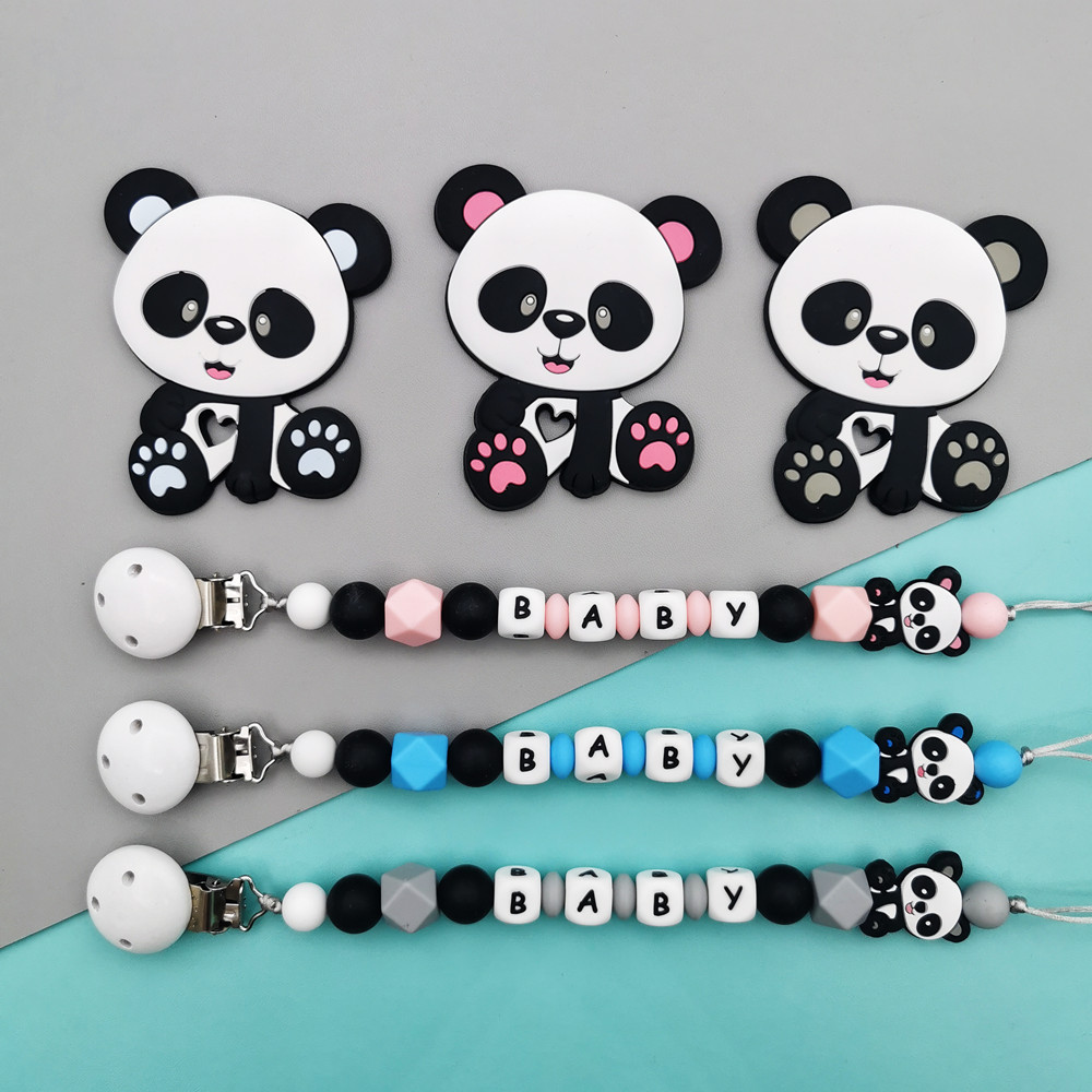 Baby Pacifier Clip - Panda Angepasst Englisch Silikon Buchstabe Name