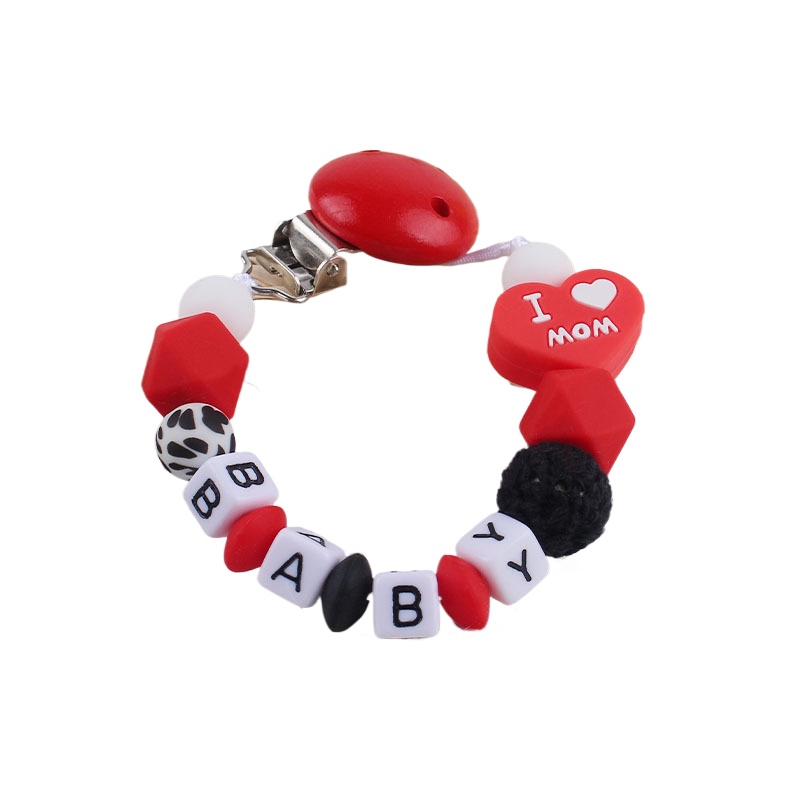 Baby Pacifier Clip - Personalisierter Baby-Schnullerclip, Individuelle Namens-Silikon-Schnullerkette