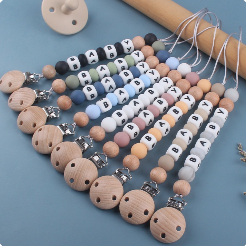 Baby Pacifier Clip - Schnullerhalter Clip Anpassung Name Silikon Schnullerkette