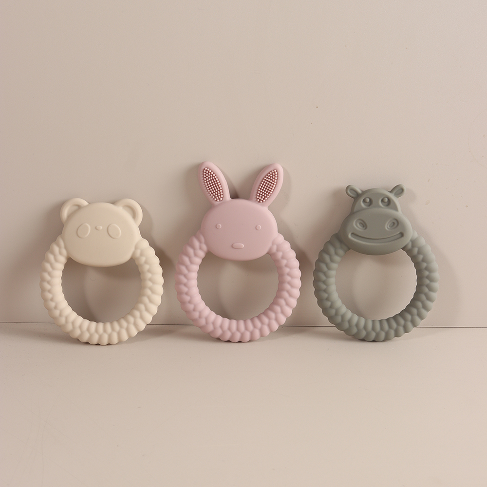 Baby Products Rabbit - Niedlicher Tier-Silikon-Beißring BPA-frei Lebensmittelecht Baby-Beißspielzeug für